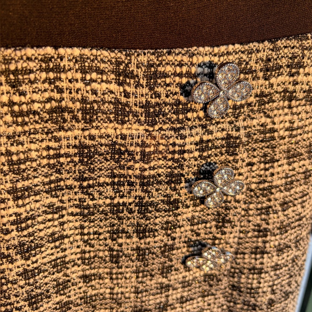🆕 Eliza J Tweed Mock Neck Long Sleeve Dress Embellished Buttons Size 10 Office - Picture 7 of 17